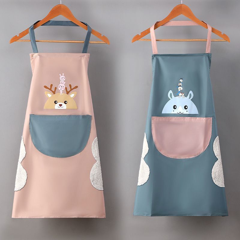 Manufacturers support printed LOGO apron wreath rabbit can wipe hands women kitchen waterproof and oil-proof apron fashionable Korean style couple