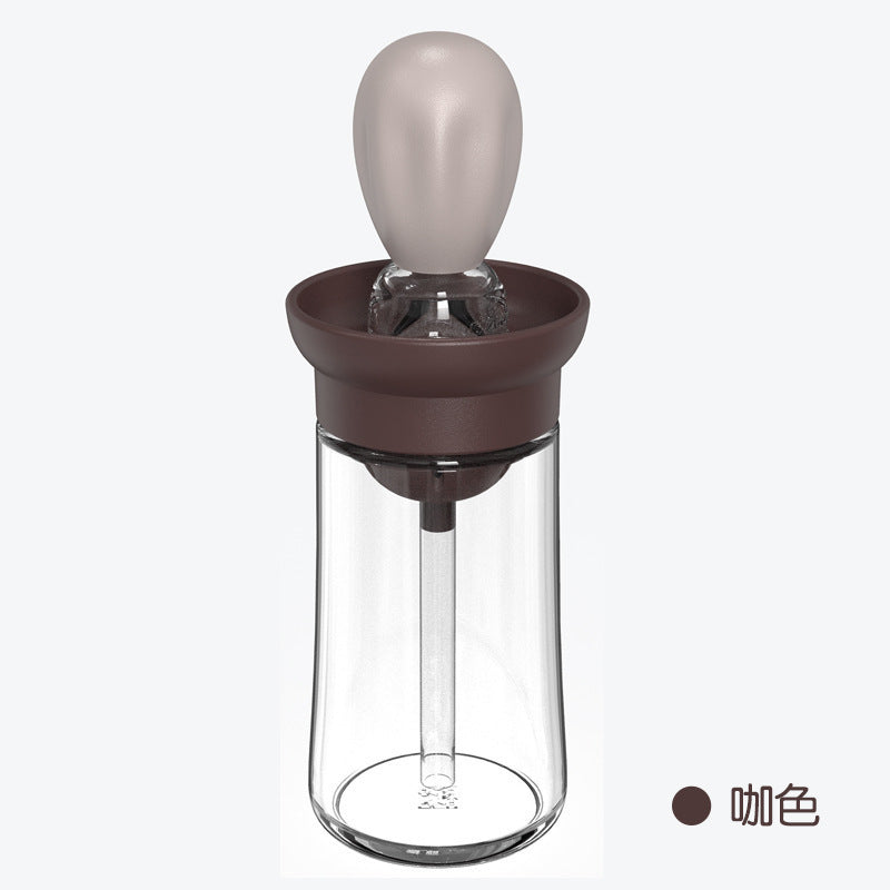 Quantitative oil pot with silicone oil brush bottle kitchen household baking brush pouring integrated measurable glass oil absorption bottle