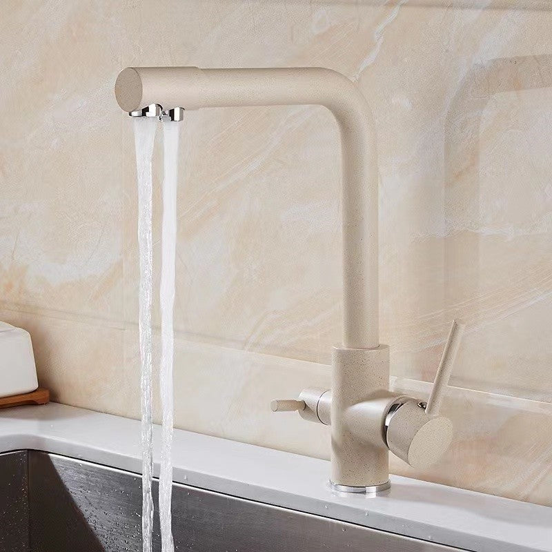 All-copper kitchen seven-character three-in-one water purifier faucet direct drinking three-use faucet multi-function vegetable sink water purifier faucet
