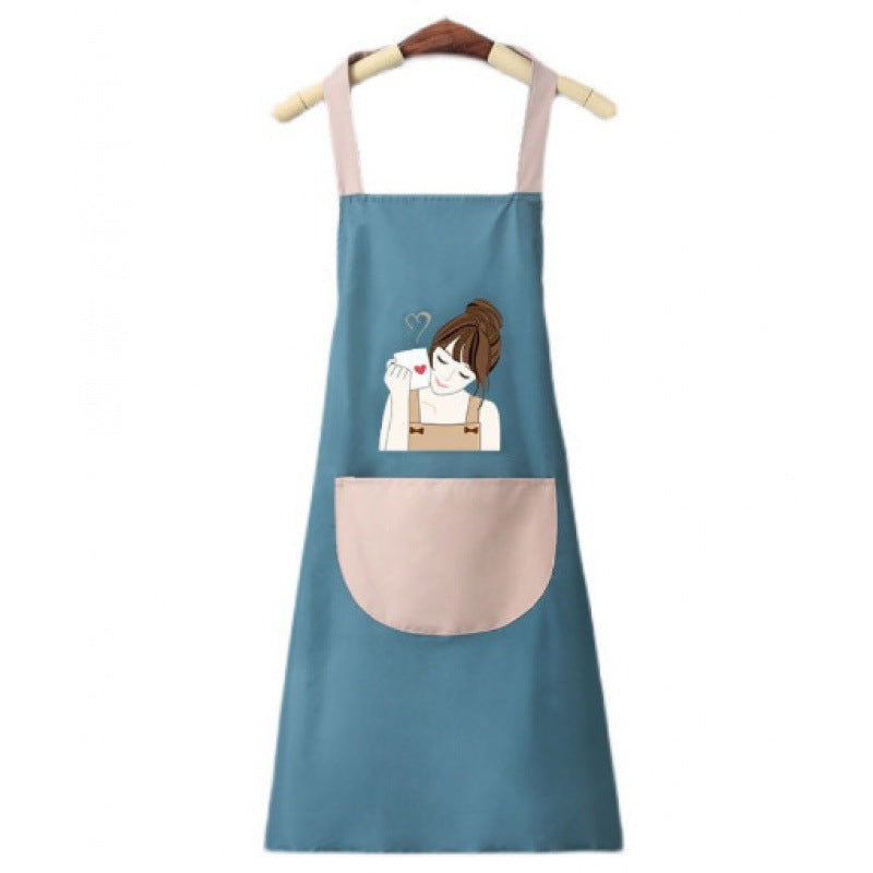 Manufacturers support printed LOGO apron wreath rabbit can wipe hands women kitchen waterproof and oil-proof apron fashionable Korean style couple