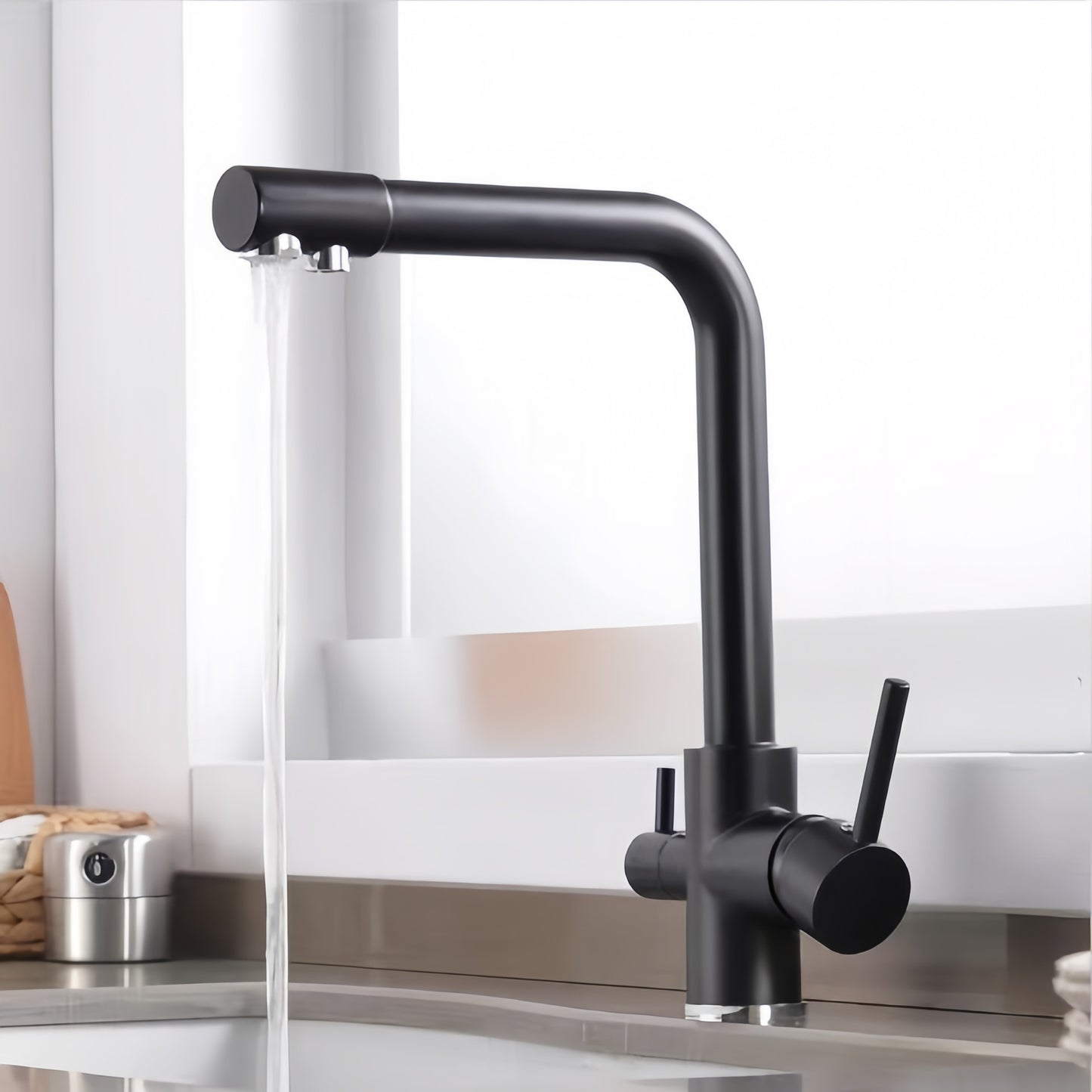 All-copper kitchen seven-character three-in-one water purifier faucet direct drinking three-use faucet multi-function vegetable sink water purifier faucet