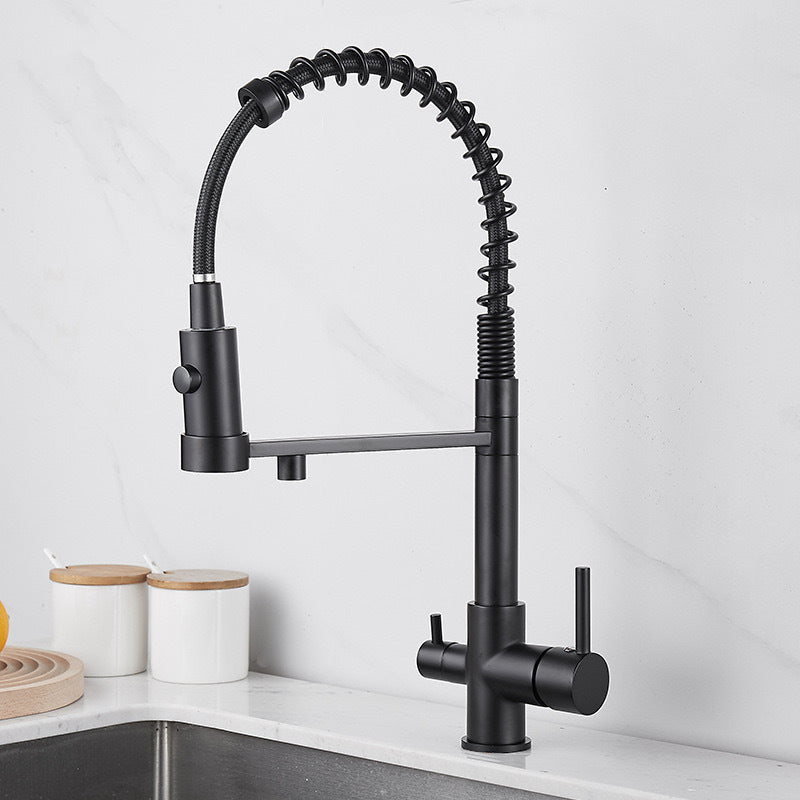 All-copper gun gray kitchen three-in-one water purifier faucet silicone tube pull-out vegetable basin direct drinking cross-border water purifier faucet