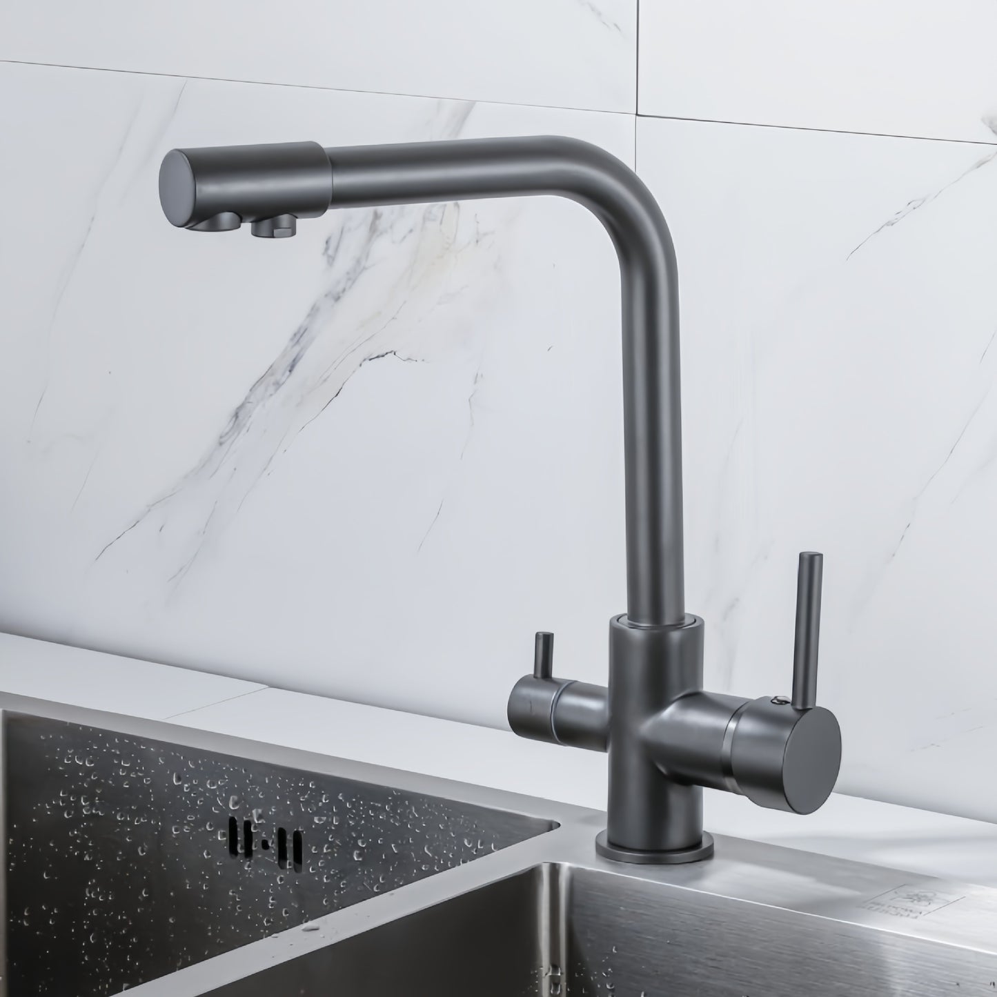All-copper kitchen seven-character three-in-one water purifier faucet direct drinking three-use faucet multi-function vegetable sink water purifier faucet