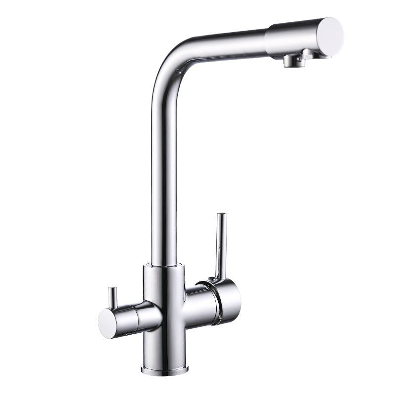 All-copper kitchen seven-character three-in-one water purifier faucet direct drinking three-use faucet multi-function vegetable sink water purifier faucet