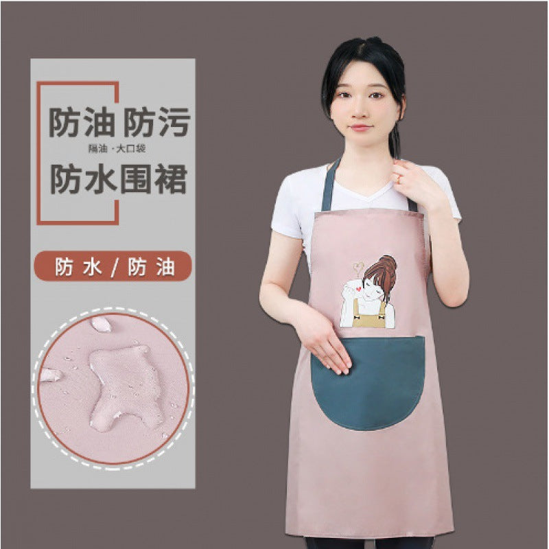 Manufacturers support printed LOGO apron wreath rabbit can wipe hands women kitchen waterproof and oil-proof apron fashionable Korean style couple