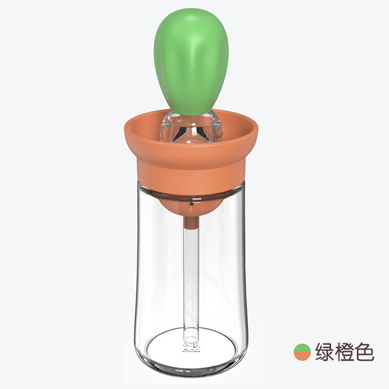 Quantitative oil pot with silicone oil brush bottle kitchen household baking brush pouring integrated measurable glass oil absorption bottle