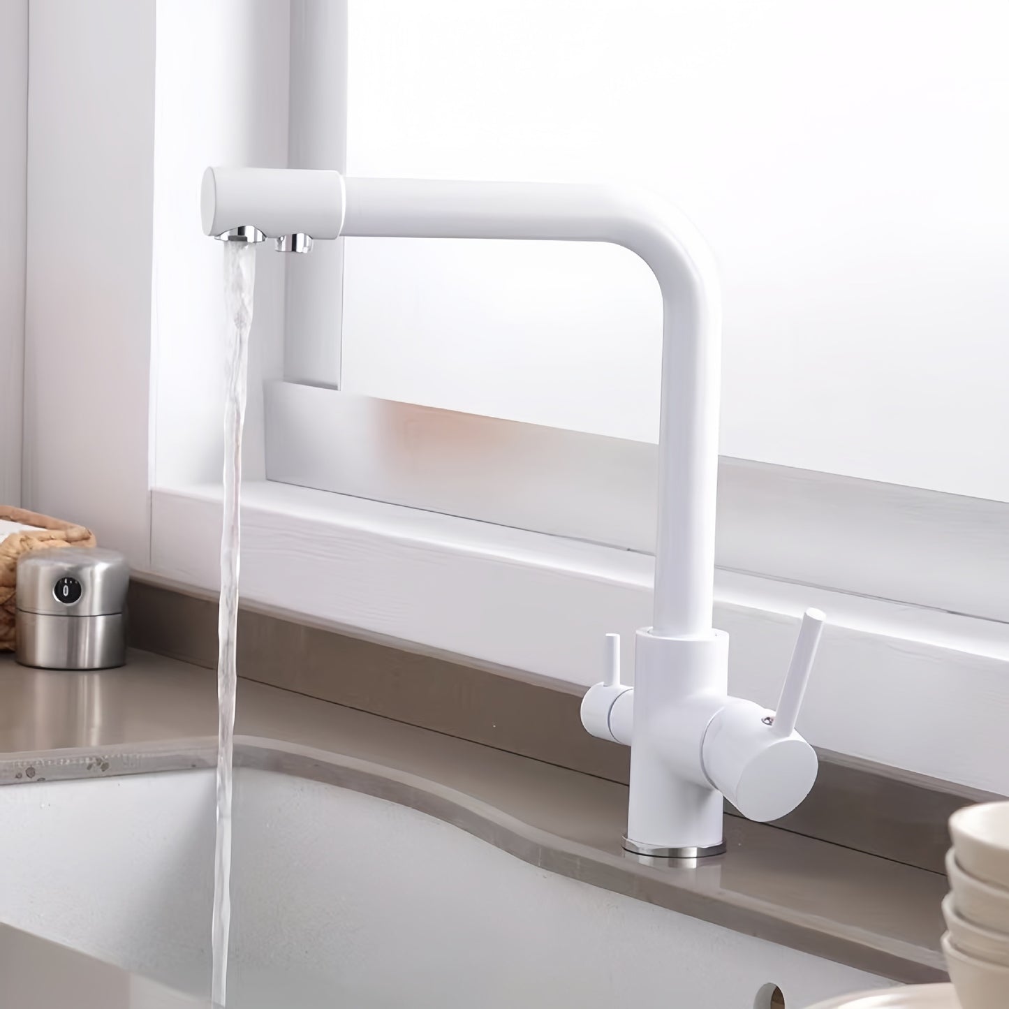All-copper kitchen seven-character three-in-one water purifier faucet direct drinking three-use faucet multi-function vegetable sink water purifier faucet