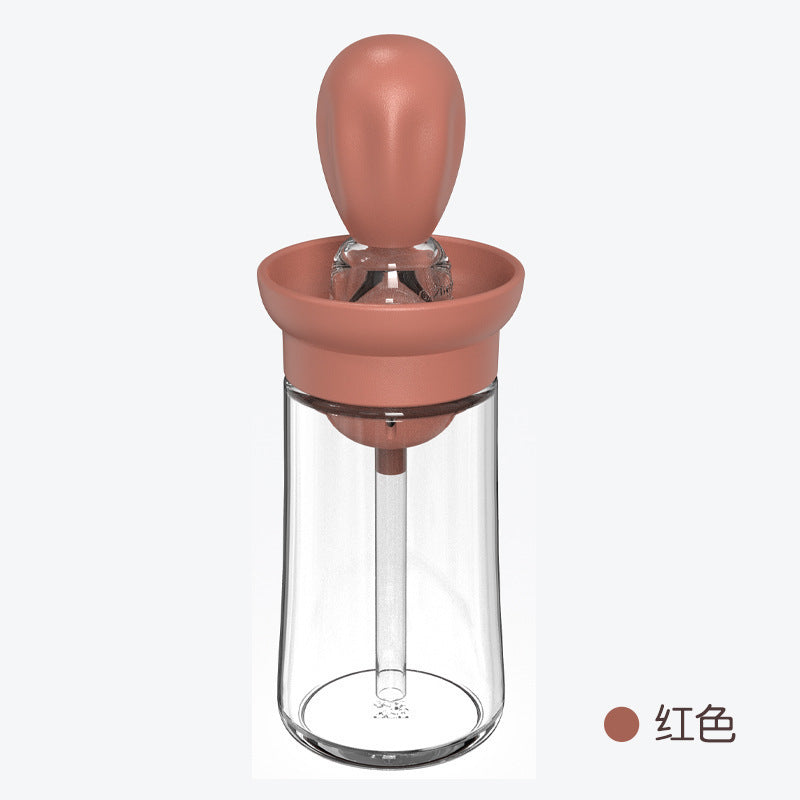 Quantitative oil pot with silicone oil brush bottle kitchen household baking brush pouring integrated measurable glass oil absorption bottle